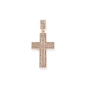 Iced out gold plated cross pendant with shimmering crystals in a hollow frame design - Gold Pendant Only