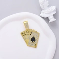 Hip hop royal flush poker card pendant in gold finish with sparkling zircon stones - Gold Pendant Only