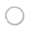 Silver cuban link chain bracelet with iced out cubic zirconia and watch buckle - 8inch / Silver