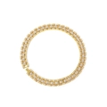 Luxury gold Cuban chain link bracelet with pavé white zircon stones and watch clasp - 8inch / Gold
