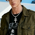 Zilveren hiphop Ankh kruis hanger met tennis ketting en witte strass steentjes - Zilver Met Tennisketting
