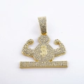 Hip hop gold plated money bag pendant iced out with clear crystals on white background - Pendant Only / Gold