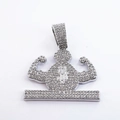 Silver iced-out dollar sign money bag hip hop pendant necklace with muscular arms - Pendant Only / Silver