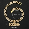 Detailed view of gold Cuban link chain with KING pendant and precise dimensions - 18 Inch Chain / Gold
