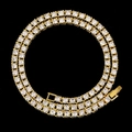 Elegant gold tennis chain necklace with clear round-cut crystals and folding clasp - 16 inch (Approx. 40.64cm) / Gold