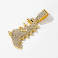 Hip hop gouden dinosaurus hanger met ijskoude witte strass steentjes en een zwart oog - Alleen hanger (geen ketting) / Goud