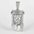 Ciondolo Gesù in argento con cristalli scintillanti per uno stile hip hop moderno - Pendaglio Gesù Argento (NL2279) / Solo Ciondolo (Senza Catena)