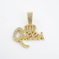 Ciondolo Queen dorato stile hip hop con corona e cristalli per collana tennis - Solo ciondolo / Oro