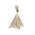 Hip hop zilveren papieren vliegtuig hanger met witte diamanten en groen blad - Alleen zilveren hanger