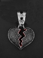 Hip-hop broken heart pendant with black rhinestones and silver cuban chain link - Silver Black Rhinestone Pendant Only (Without Chain)
