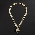 Collana con ciondolo corona Queen Hip-Hop in oro con strass scintillanti su catena Cuban - Ciondolo con Catena Cubana / Oro