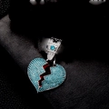 Hip hop broken heart pendant with light blue rhinestones on a cuban chain - Silver Lake Blue Rhinestone Pendant Only (Without Chain)