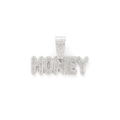 Pendaglio MONEY in argento hip hop con cristalli scintillanti su sfondo bianco - Ciondolo singolo argentato (senza catena)