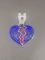 Iced out broken heart pendant in blue stones and silver finish for hip hop necklaces - Silver Dark Blue Rhinestone Pendant Only (Without Chain)