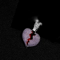 Hip hop heart pendant with purple zircons and red crack on silver cuban chain link - Silver Purple Rhinestone Pendant Only (Without Chain)