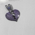 Hip hop purple broken heart pendant with encrusted crystals on black gold cuban chain - Gun Black Purple Rhinestone Pendant Only (Without Chain)