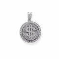 Hip hop style spinning dollar sign pendant with sparkling pavé crystals and silver finish - Pendant Only (No Chain) / Silver