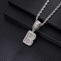 Hip hop silver tone iced out letter B pendant necklace with sparkling cubic zirconia stones - Letter B (20inch Rope Chain) / Silver