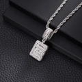 Détail du pendentif hip hop avec lettre E en zircone cubique sur une grosse chaîne argent - Lettre E (Chaîne Corde 20 Pouces) / Argent