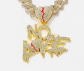 Collana hip-hop dorata con pendente No Love e cuore spezzato tempestato di cristalli - Ciondolo Oro Solo (Senza Catena)
