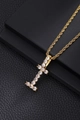 Macro view of gold plated copper letter I pendant with zircons and twist chain - Letter I (Rope Chain) / Gold