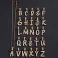 Hip hop style gold plated 26 letters pendant necklace set with cubic zirconia pave - Alphabet Series (Note)