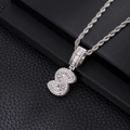 Détail du pendentif lettre S argenté serti de zircons brillants sur une chaîne corde torsadée - Lettre S (Chaîne Corde 20 Pouces) / Argent