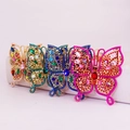 Porte-clés papillon scintillants avec cristaux colorés sur base en alliage doré - Couleur Aléatoire