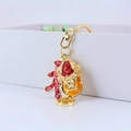 Goldener chinesischer Drachen Schlüsselanhänger mit Glücksmünze und rotem Anhänger - Glücksbringer Geldkröte Stil (YS1419)