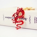 Exquise Chinese rode draak sleutelhanger met goudaccenten en gedetailleerd emaille - Rood