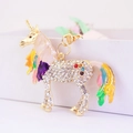 Portachiavi unicorno colorato con cristalli incastonati e finiture in smalto dorato - Rosa Viola