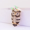Creative owl keychain with colorful crystals and black enamel in a gold finish - Black