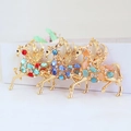 Funkelnde Pegasus Schlüsselanhänger mit bunten Strasssteinen und goldener Metallbasis - Zufällige Farbe