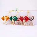 Colorful rhinestone elephant keychains with enamel patterns in three vibrant colors - Individual Packaging (Single OPP Bag) / Random Color