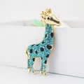 Joli porte-clés girafe doré orné de strass bleus brillants et de détails noirs élégants - Emballage Individuel / Bleu