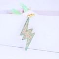 Portachiavi a fulmine con strass blu e bianchi e finitura metallica dorata per borsa - Pezzo Singolo / Blu