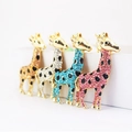 Cute sparkling giraffe keychains with colorful rhinestones in pink, blue, silver and brown - Individual Packaging / Random Color