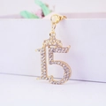 Funkelnder Schlüsselanhänger Nummer 15 mit Strass Krone und goldenem Finish - Krone Nummer 15 Stil / Weißer Zirkon
