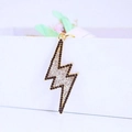 Lightning bolt keychain with black and white rhinestones and a golden alloy base - Single Piece / Black