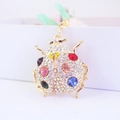 Portachiavi a forma di coccinella con gemme colorate e strass per borse e chiavi - Bianco