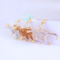 Sparkling crystal dinosaur keychains in three colors with gold alloy metal lobster clasp - Individual OPP Bag Packaging / Random Color