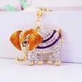 Portachiavi elefante dorato con smalto arancione e strass in cristallo per borsa - Imballaggio Individuale (Singolo Sacchetto OPP) / Oro