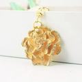 Peach rose keychain with gold-plated petals and sparkling rhinestones for bags - Peach