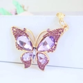 Llavero de mariposa de cristal púrpura brillante con baño de oro para bolsos de mujer - Morado