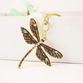 Portachiavi a libellula colorata con strass scintillanti e gancio dorato elegante - Colorato