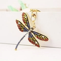 Portachiavi libellula dorata con cristalli multicolore e ali in strass luminosi - Blu