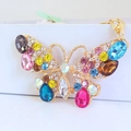 Portachiavi farfalla con strass colorati e placcatura dorata per borse e accessori - Colorato