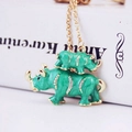 Porte-clés rhinocéros en émail vert avec strass blancs et alliage doré élégant - Vert