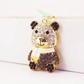 Portachiavi panda con cristalli e sciarpa gialla in metallo dorato per borsa - Nero