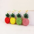 Sparkling pineapple rhinestone keychains in red, yellow, green and pink set of four - Random Color